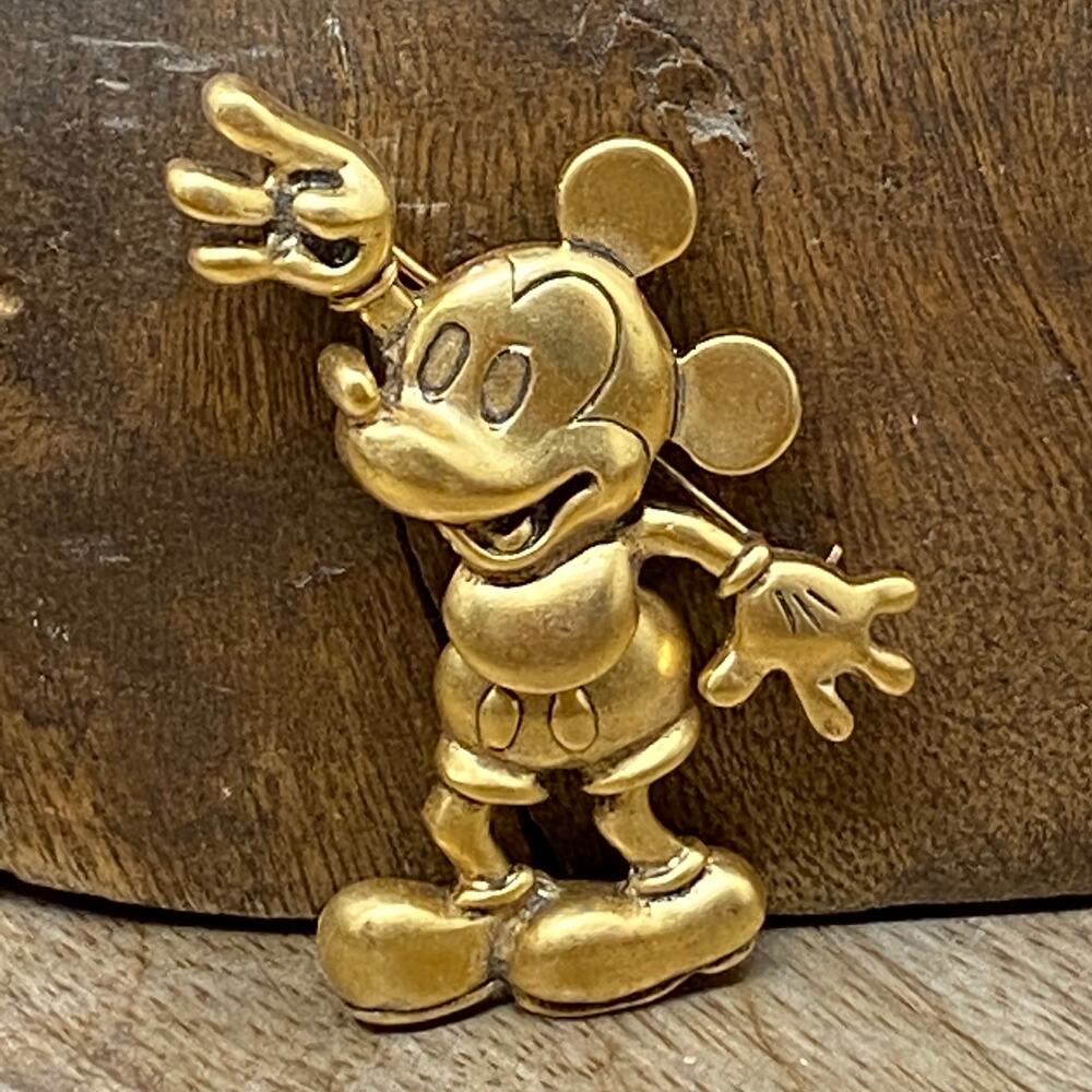 Mickey Mouse Walt Disney Pin Broach Brooch Swinging Hips Hinge Gold Tone Jewelry - Picture 1 of 10
